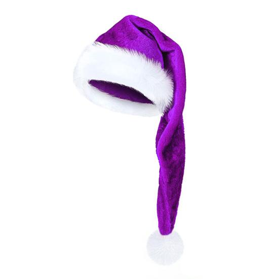 Santa Hat for Adult Unisex Velvet Plush Christmas Hat with Fluffy White Faux Fur Trim for New Year Holiday Party