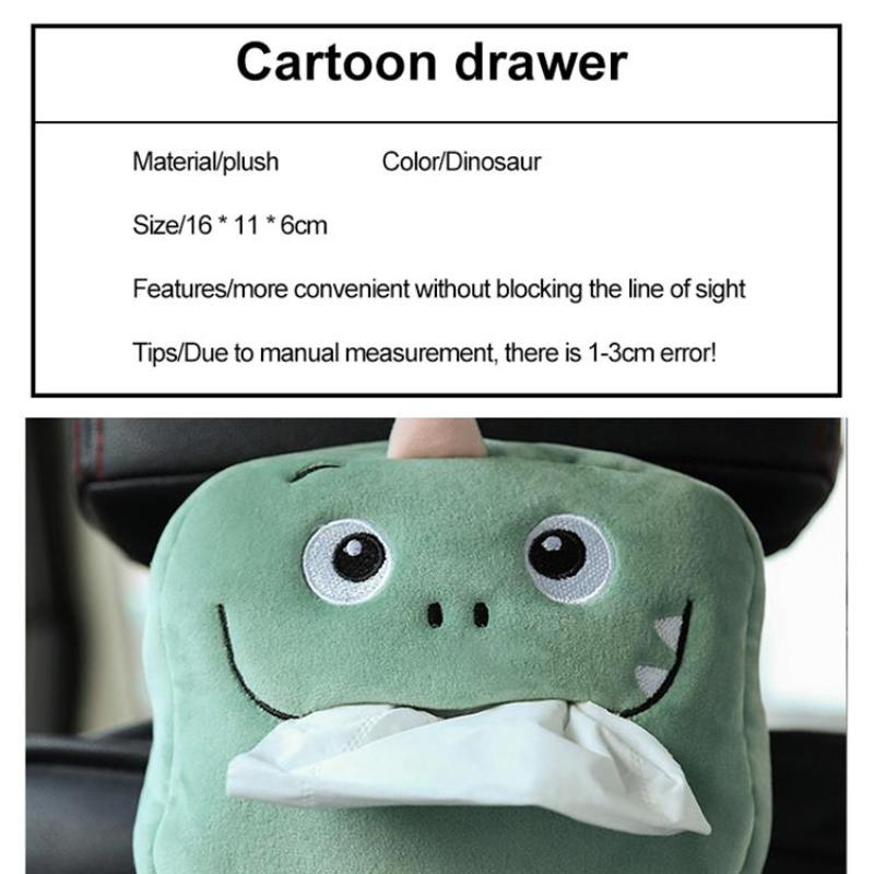 Green Dinosaur Tissue Box Cute Plush Removable Tissue Boxes Universal Auto Home Room Paper Case Animal Decoration Bracket