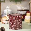 Pack Of 2 Christmas Treat Boxes with Handle Handheld Round Bucket Tinplate Sweets Cookie Container for Party Use
