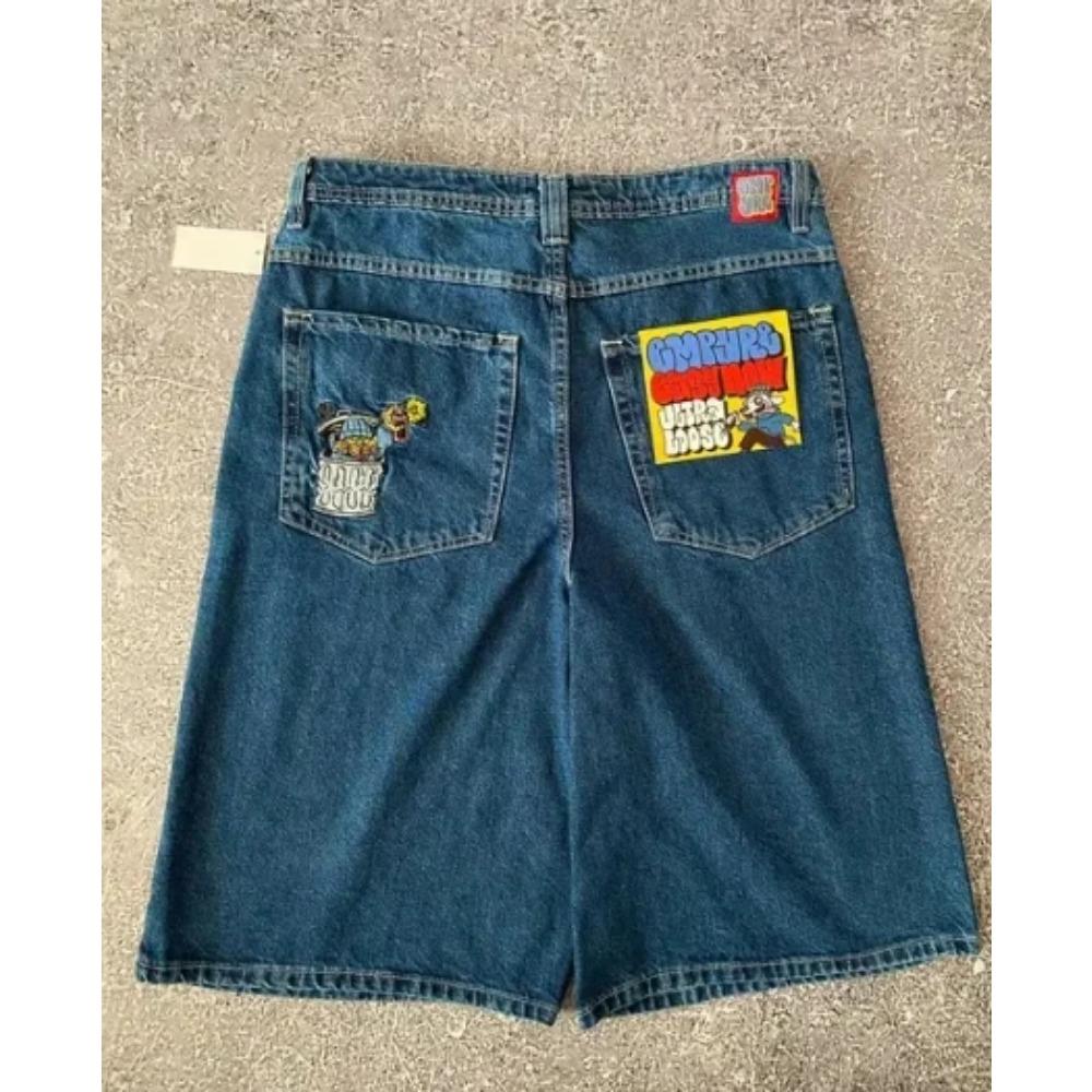 

Вуличні джинси Нова мода Великі джинсові шорти з вишивкою Чоловічі Y2K Harajuku Ретро Популярні повсякденні шорти з високою талією Шорти S армія зелений колір