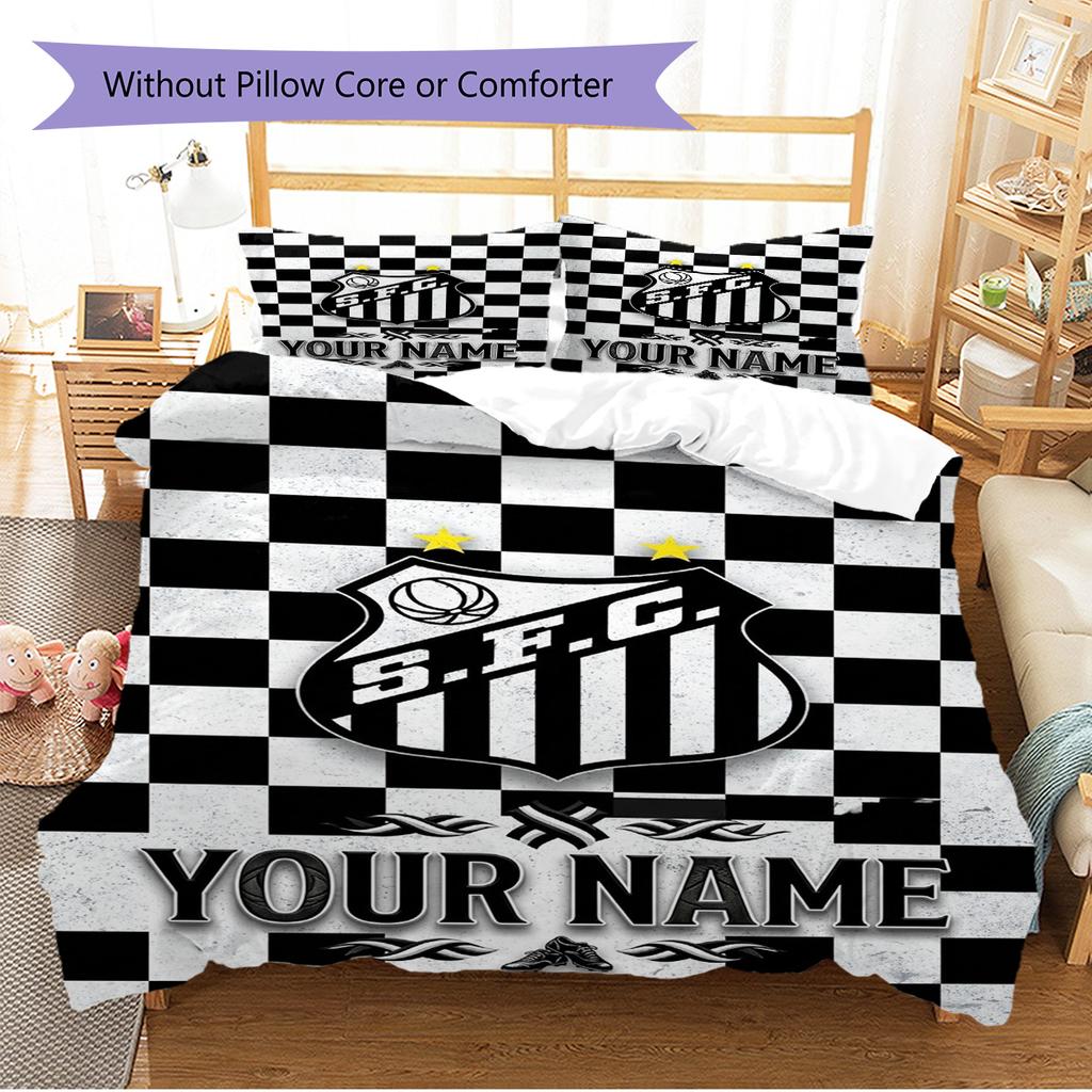 Name Custom Santos FC Pattern Bedding Set Quilt Cover Pillowcase Home Decor Gift (1 * duvet cover + 2 * pillowcase, without core)