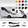 Black Wave Stripe Decals Vinyl Stickers For RV Camper Trailer Van Both Body Side