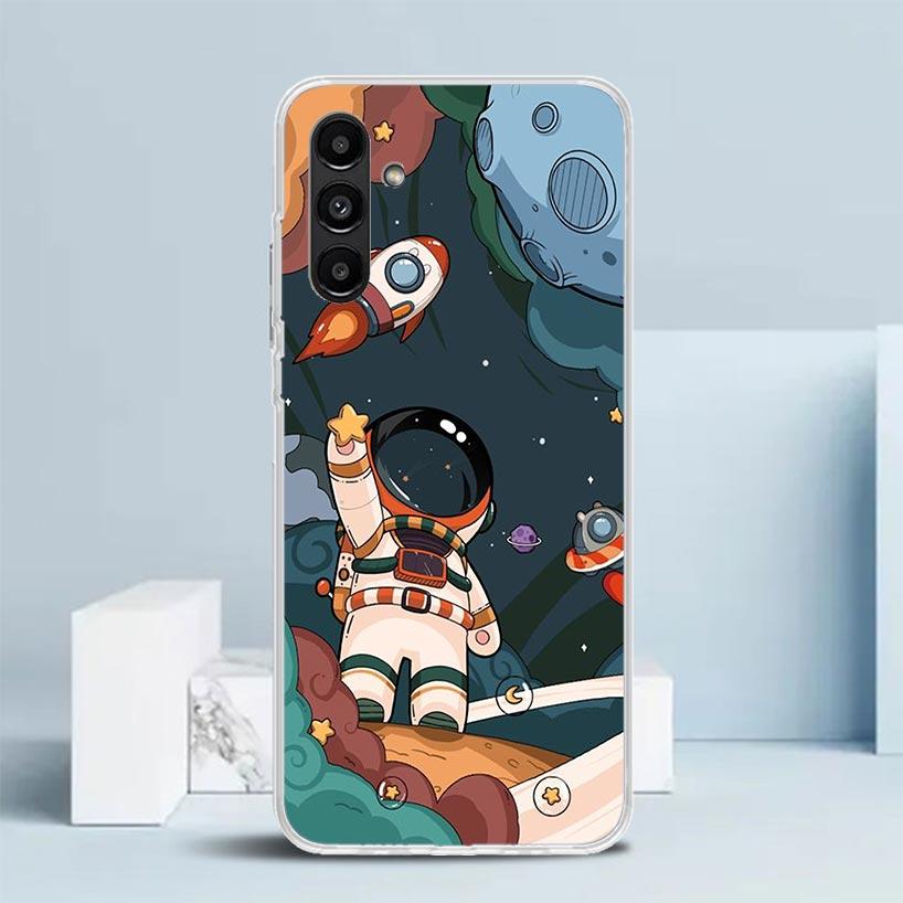 Cartoon Planet Astronaut Star Rocket Phone Case For Samsung Galaxy A17 A37 A57 A16 A15 A14 A13 A56 A55 A54 A53 A36 A35 A34 A33 A