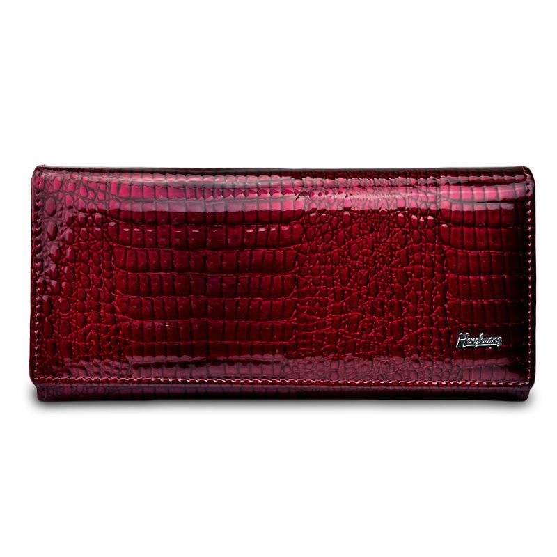 Top Layer Cowhide Women's Crocodile Pattern Genuine Leather Wallet and Clutch