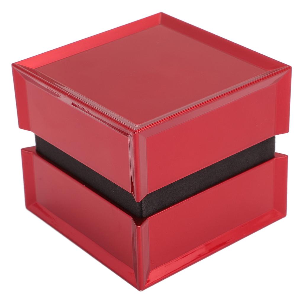 Smycke Ring Presentförpackning Flockad Insida Lyx Rektangulär Glansig Yta Ringask för Förlovning