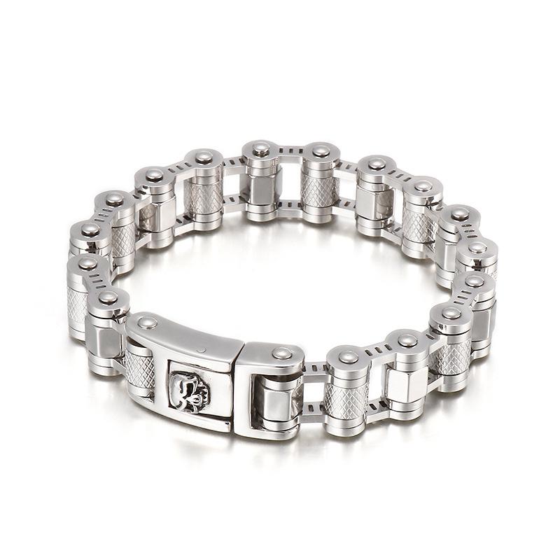 Trendy Personality Domineering Skull Bicycle Chain Titanium Steel Men'S Bracelet