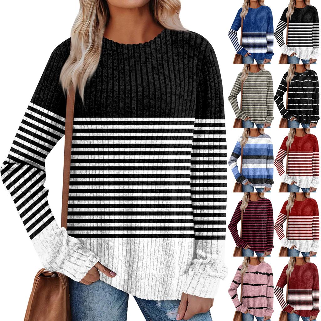 Women's Printed Lightweight Brushed-Cotton Round Neck Top