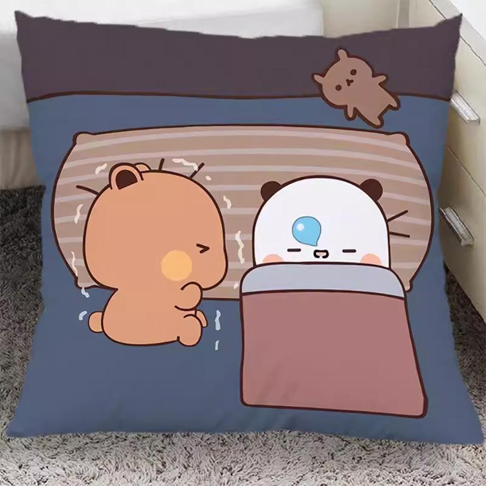 Cute Cartoon Bear and Panda Pattern Pillowcases for a Cozy Bedtime! Sofa Cushion Cover, Room Home Decorationortable
