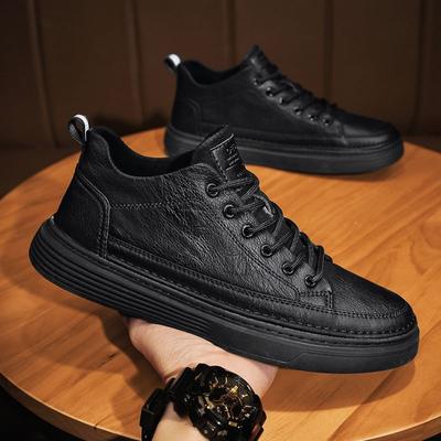 Jesienne buty męskie Brytyjskie casualowe skórzane buty męskie czarne buty męskie buty typu board