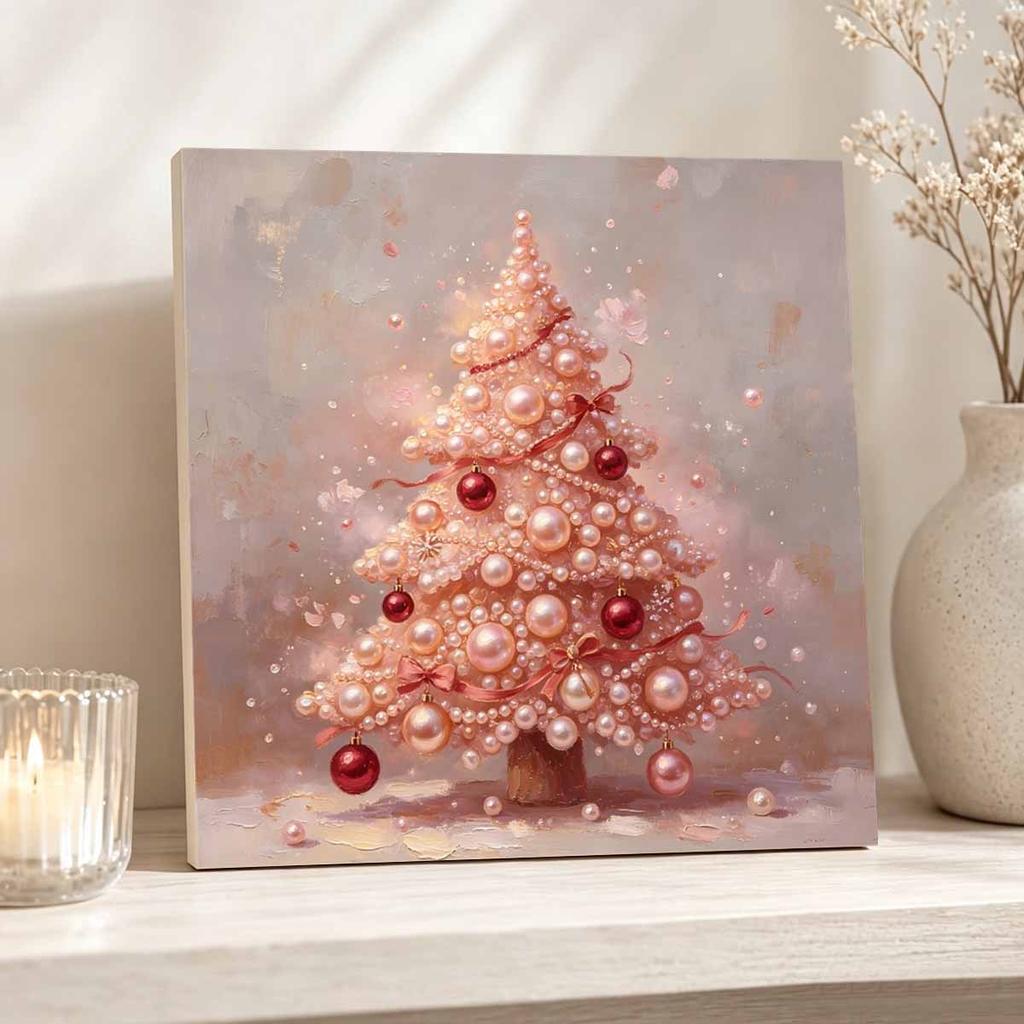Kit Pittura Perle Mini Cornice Fai da Te Albero di Natale Perline Tela Pittura Decorazione Casa