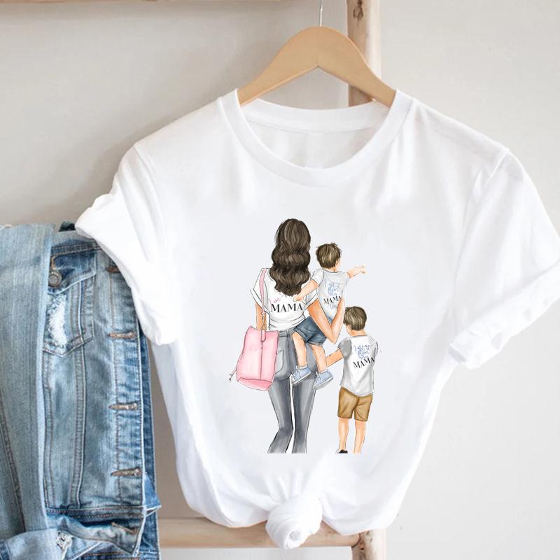 Watercolor Short Sleeve Mom Mother Mama 90s Women Clothing Casual Print Tee Top Summer Fashion T-shirt Lady Female Graphic T-shirt