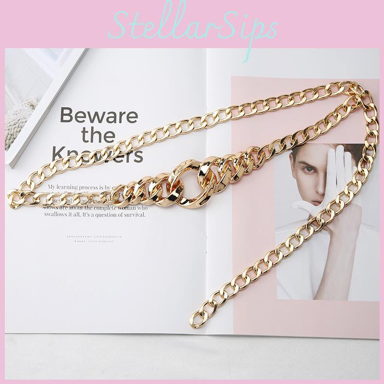 Womens Metal Chain Waist Chain With Aluminum Links Stylish Belt For Daily Outfit Enhancement