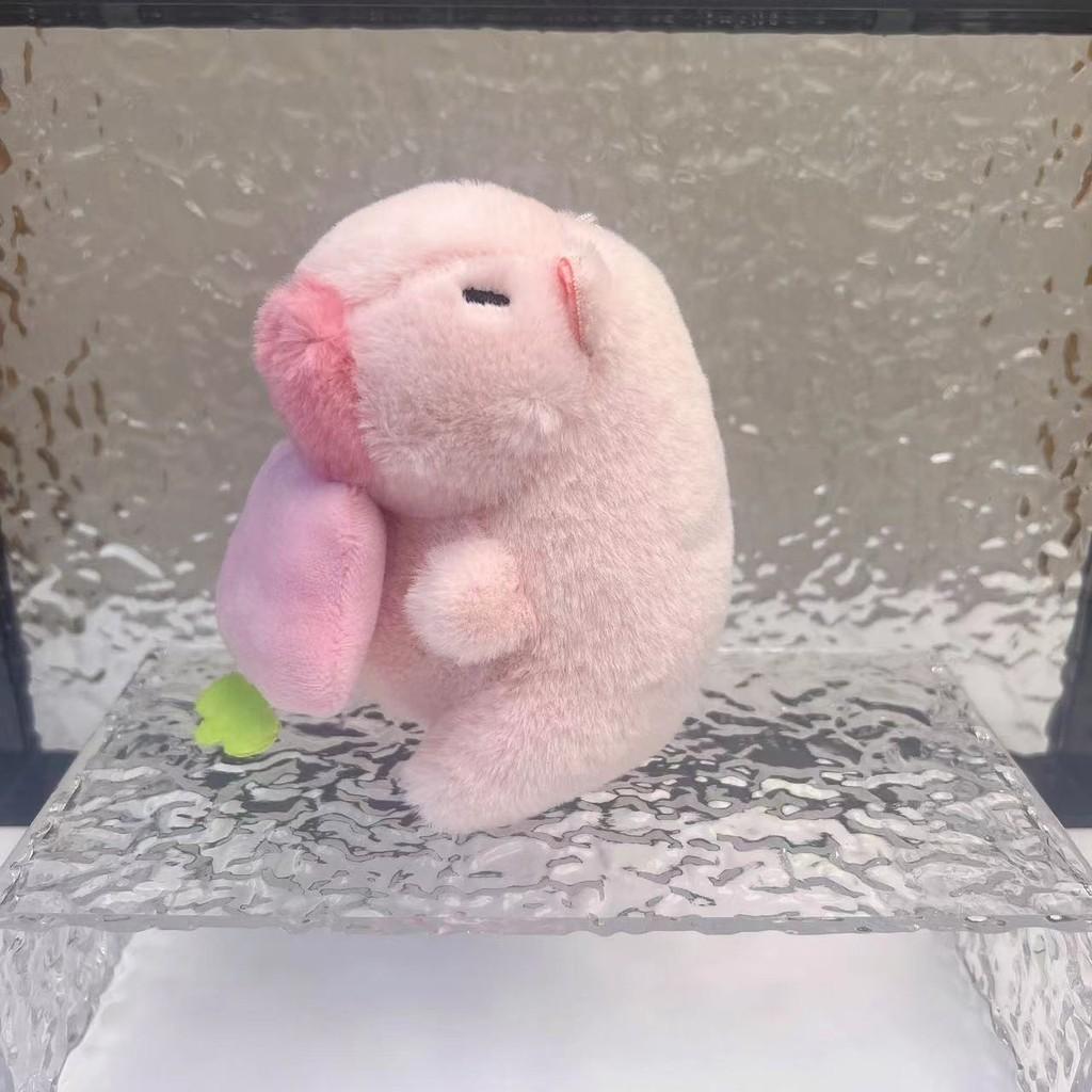 Capybara 11cm Fashionable Plush Keychain With Adorable Strawberry Hat Great Personalization For