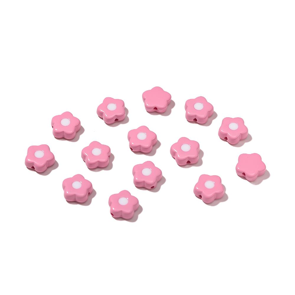 

5Pcs/Lot Colorful Acrylic Flower Loose Spacer Beads for Handmade Jewelry Making DIY Bracelet Necklace Earrings Accessories рожевий