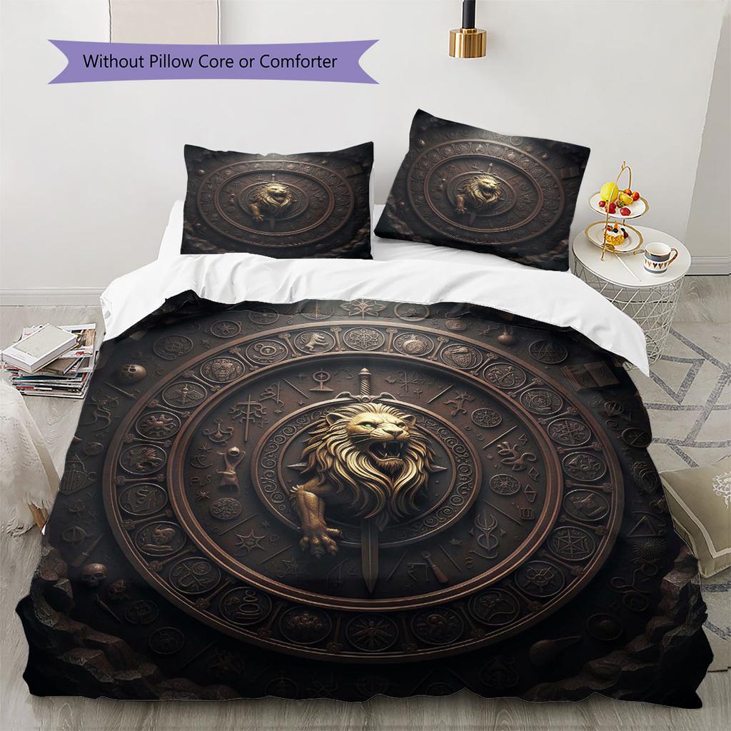Gryffindor Pattern Bedding Quilt Set Quilt Cover Pillowcase Home Decoration Birthday Gift (1 * duvet cover + 2 * pillowcase, without core)