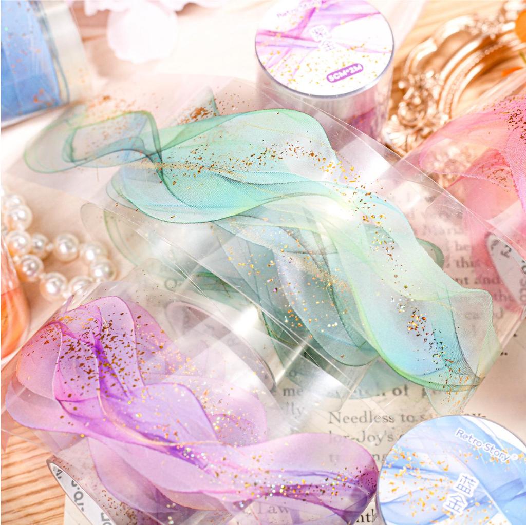 Retro Story PET Adhesive Tape - Flowing Gold Series, 6 Styles, Hot Stamping Color Theme.