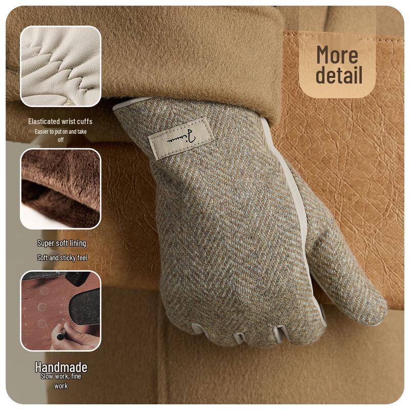 JIUMU Women's Sheepskin Winter Warm Leather Gloves