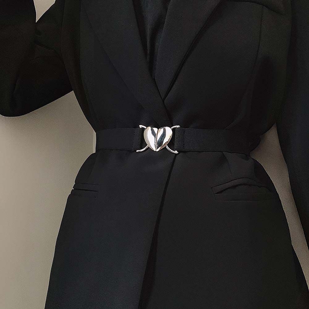 Metal High Quality Girl Love Heart Buckle Elastic Belts Thin Belts Waist Accessories Waistband
