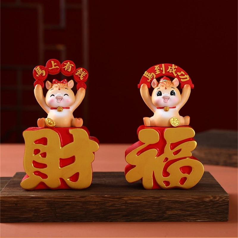 Artistic Resins Horse Miniature Statue Traditional Zodiacs Design Desktop Decoration Chinese New Year Holiday Gift
