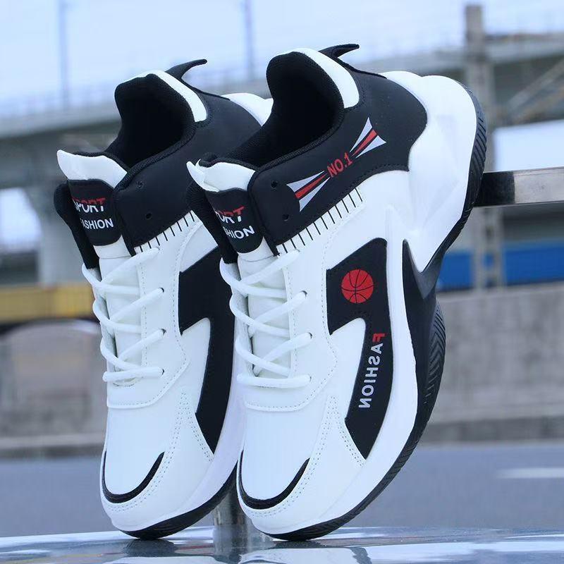 Men's High-Top Mesh Basketball Shoes, Breathable Non-Slip Sports Sneakers for Spring/Summer - Versatile White Running Shoes for Students