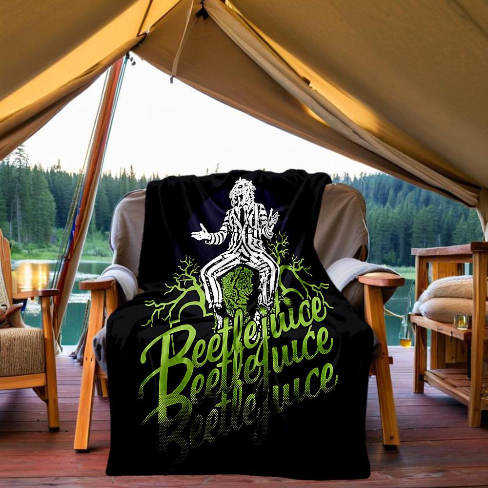 

1PC Beetlejuice Outdoor Blanket Lightweight Flannel, Soft & Warm, All-Season, Outdoor, Camping, Living Room, Office, L1106121 80x120cm