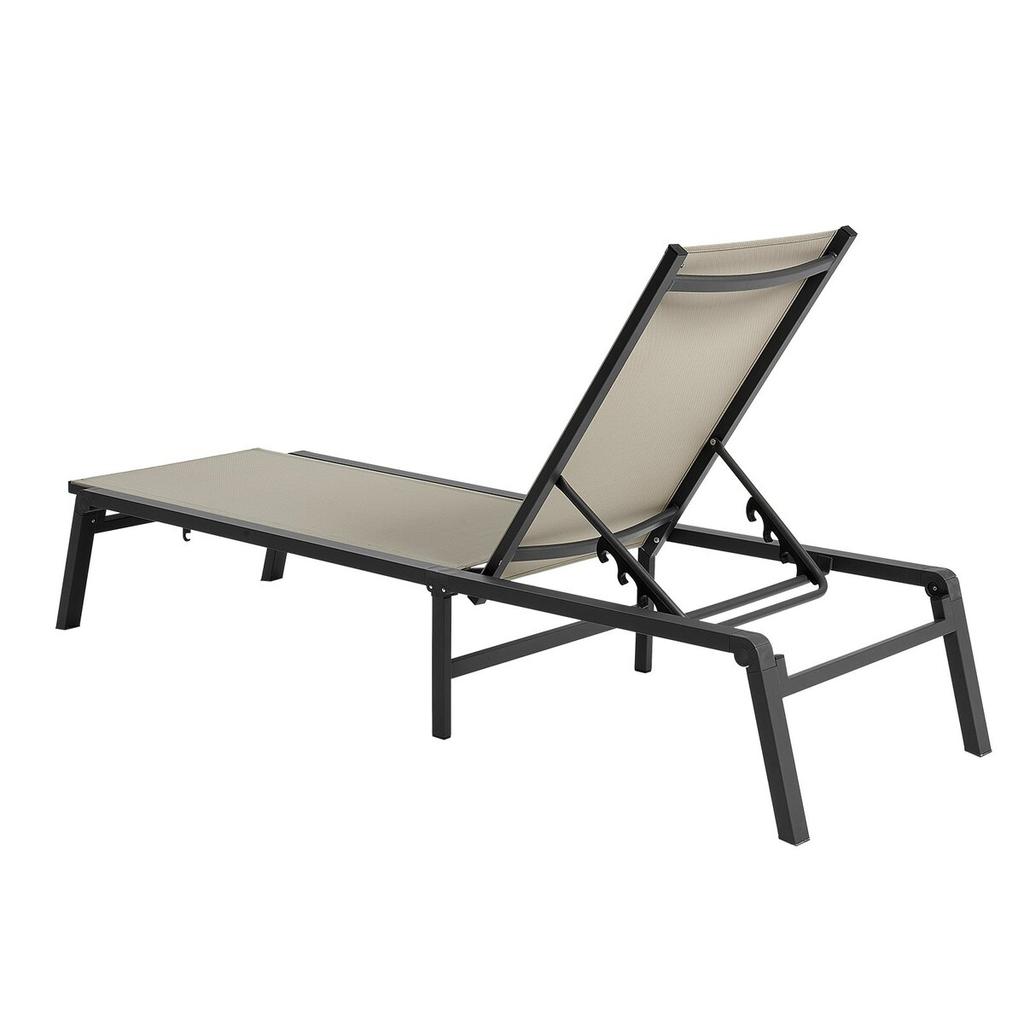 Outdoor Chaise Lounge Chair Set of 2, 181 kg Weight Capacity, Foldable Sun Tanning Chair, 5 Adjustable Positions, Easy Assembly, Aluminum Pool