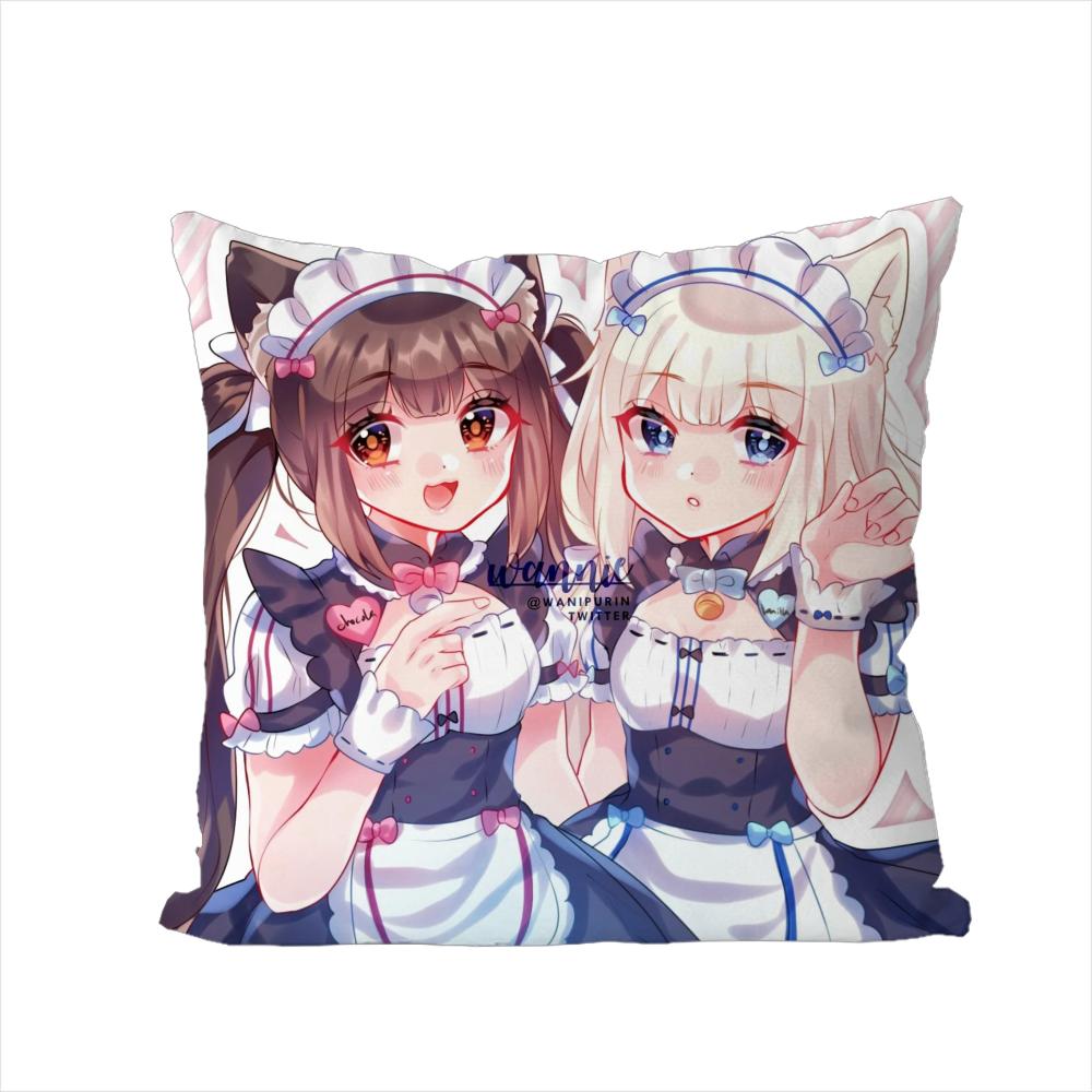 NekoPara Pillow Case For Car Sofa Decorative Home Doublesided Print Plush Square Throw Pillow Cushion Cover