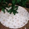 1pc-78cm Christmas Tree Skirt Faux Fur Carpet Golden Snowflake White Plush Mat For Home Xmas Tree New Year Decor Apron Ornament