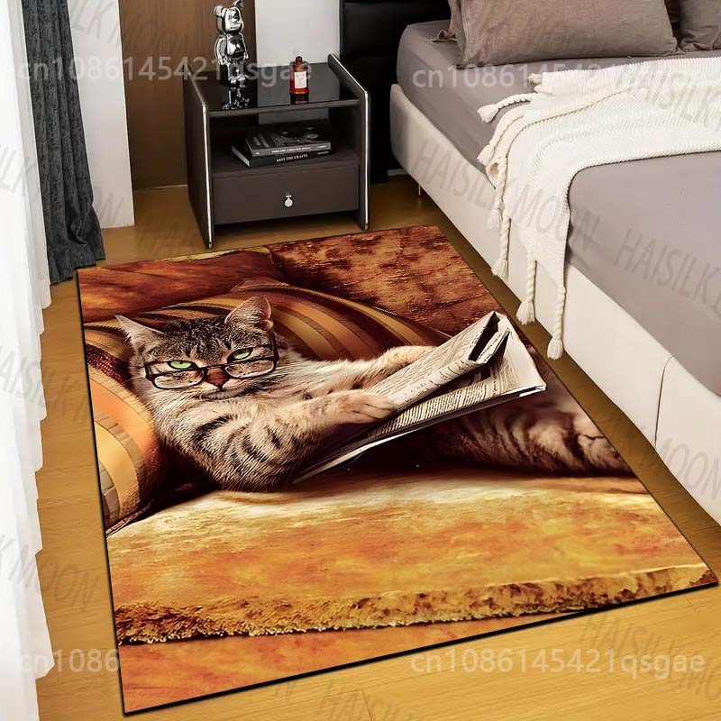 

Cat Reading Newspaper on The Sofa Carpet for Living Room Bedroom Sofa Home Decor Non-slip Floor Mat Modern Rugs Luxury Gifts 40x60cm (16x24in)