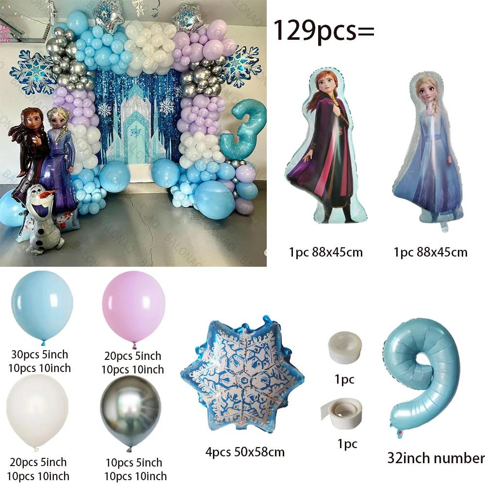 Pacchetto Arco Ghirlanda Palloncini Decorazione Principessa Frozen Palloncino Foil Numero Blu progettato per Celebrazione Data di Nascita Ragazze Bomboniere Decorazione
