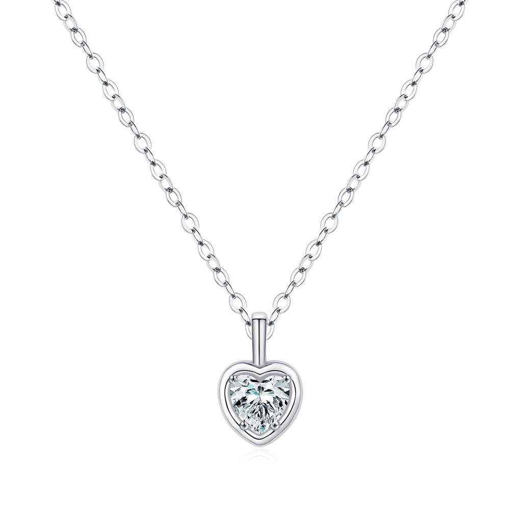 MODIAN 925 Silver Delicate Sweet Heart Zirconia Wedding Link Chain Pendant Necklace For Women Daily Fine Jewelry