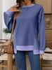 2026 Autumn/Winter Women's Fashion: Color Block Casual Loose Hoodie with Unique Design