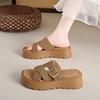 CRLAYDK Slide Sandals for Women with Soft Footbed and Strap Buckle Ladies Platform Open Toe Walking Casual Slippers