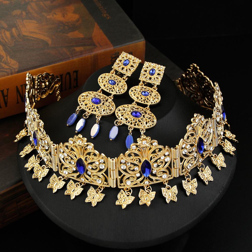 Elegante Gioiello per Capelli Color Oro Catena da Fronte Corona da Sposa Matrimonio Accessori Catena per Capelli Farfalla