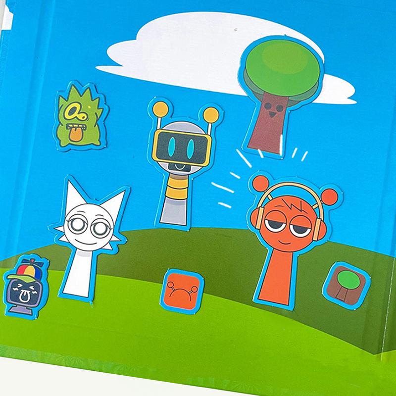 1 Set Children Diy Handmade Cut Paper Book Sprunki Incrediblebox 18Cm Large Magnetic Quiet Book Magnetic Toy Birthday Gift