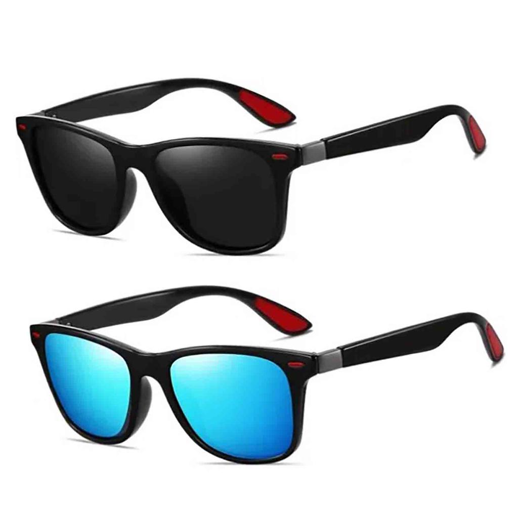 2Pcs Full Frame Sunglasses Light Weight UV400 Stylish Outdoor Sunglasses Blue Black