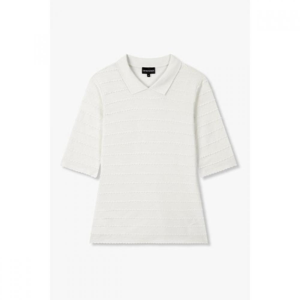 

Emporio Armani Women S Scallop STripe T ShirT A525326505 M