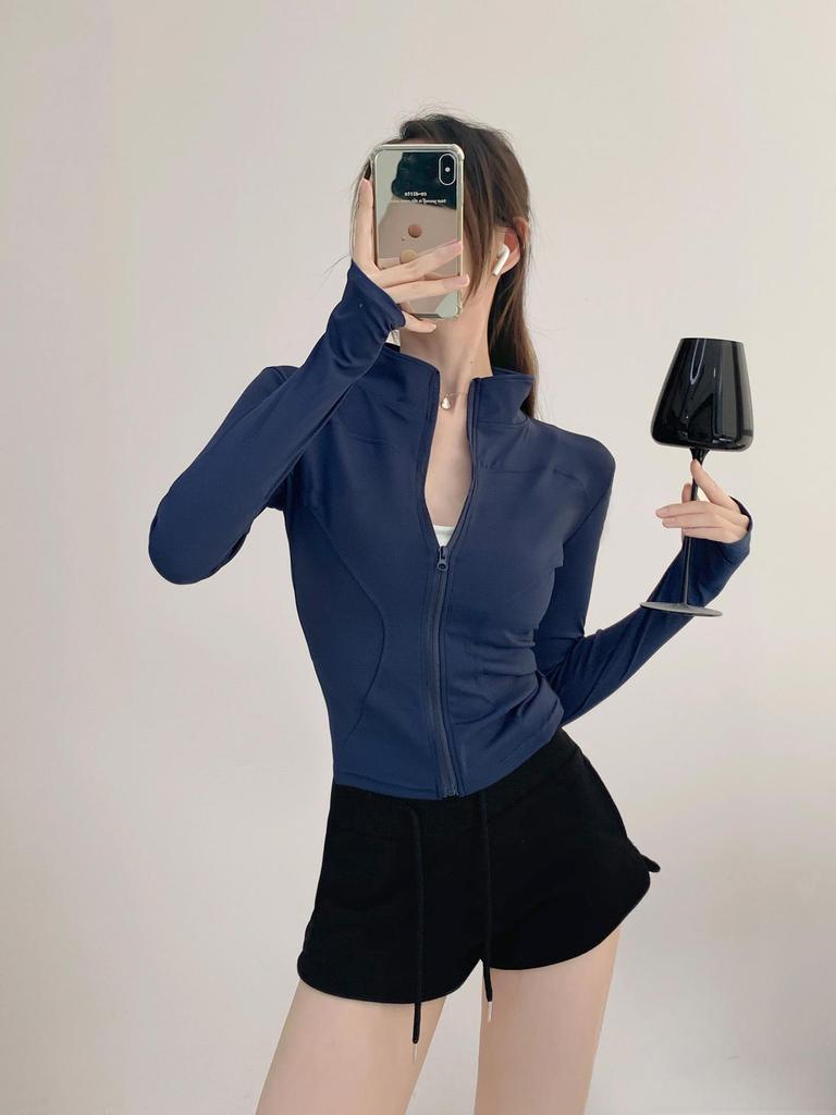 Damska kurtka do jogi z długim rękawem, szybkoschnąca, do biegania i fitnessu