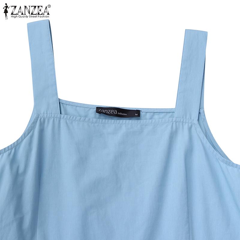 ZANZEA Fashion High Waist Strappy Dress Womens Muslim Fashion Islamic Clothing Sleeveless Long Dress Ramadan Middle East Hijab Dress