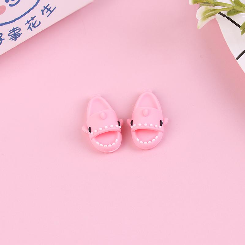 1 Pair 1:12 Dollhouse Miniature Cute Shark Slippers Doll Shoes Suit For Ob11 1/12 Bjd Doll Gsc Dod, Ymy Doll