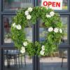 Green Clover Wreath with Daisies, Spring Summer Front Door Wreath, Irish Themed Outdoor Wall Decor, Elegant Shamrock