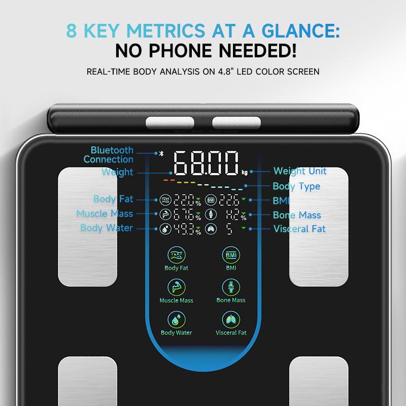 Smart Bluetooth Body Fat Scale with Precise APP Measurement for Fitness and Health