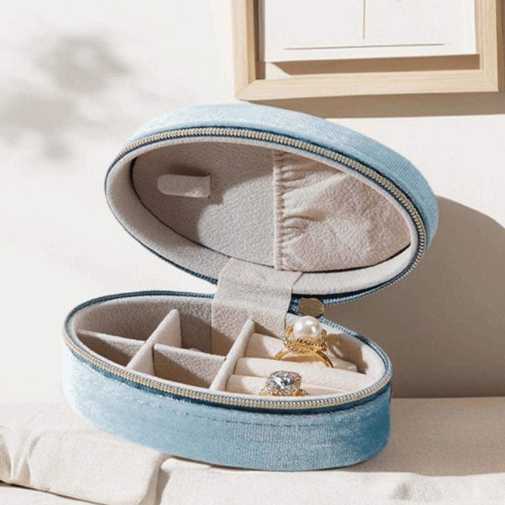 Divided Compartments Velvet Jewelry Display Box Portable Travel Jewelry Case Daily Use