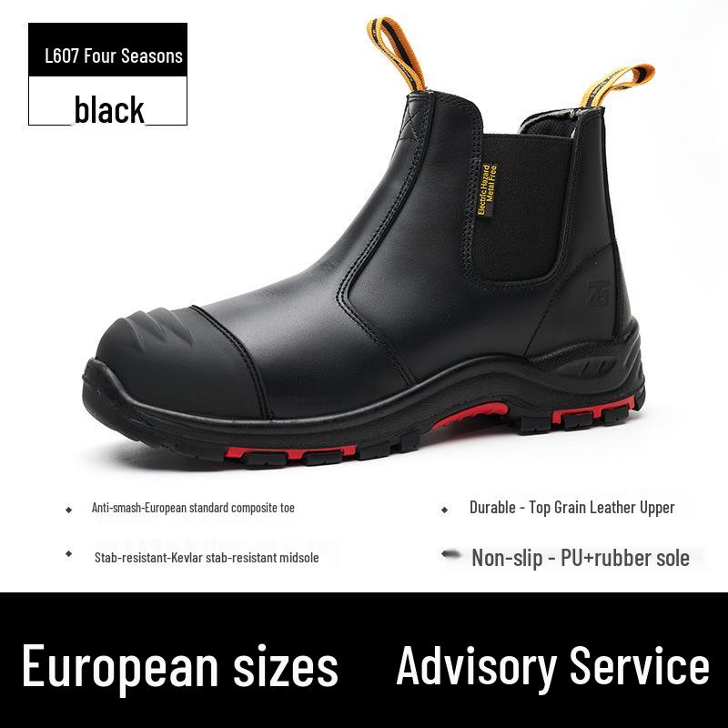 

Men s European Standard Slip-on Composite Toe Work Shoes - Anti-smash, Anti-puncture, Wear-resistant, and Insulated Protective Footwear L607~Black; EU 42