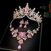 Bridal Crown Three Piece Suit Wedding Crown Tiara Necklace Earrings Korean Super Fairy Wedding Dress Accessories