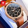 OLEVS Men's Watches Casual Business Fine Steel Original Brand Quartz Wristwatch Waterproof Luminous Moon Phase Date Chronograph