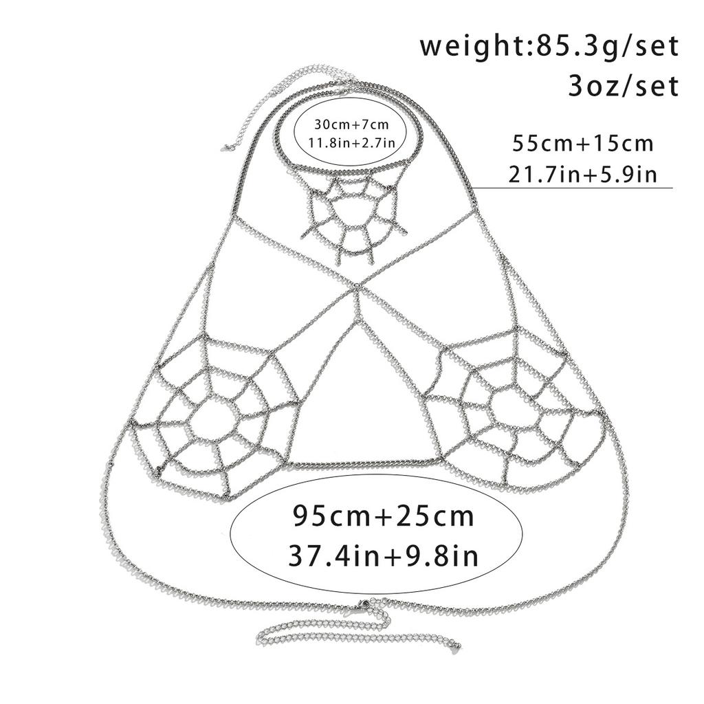 Gothic Style Dark Spider Web Personality Body Chain Halloween Sexy Chain Chest Chain