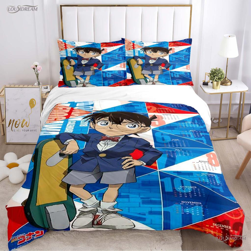 Detect Conan carton anime All Season Duvet Cover Comforter Bedding Set Soft Quilt Cover and Pillowcases Single/Double/Queen/King