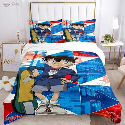 Detective Conan Kreskówka Anime Poszewka na Kołdrę Kołdrę, Zestawy Pościeli Miękka Poszewka na Kołdrę i Poszewki na Poduszki Nastolatki Pojedyncza/Podwójna/Queen/King