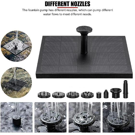 Solar Bird Bath Fountain Pump, 7V 1.4W Solar Water Pump Monocrystalline Silicon Square Floating Outdoor Waterscape Fountain